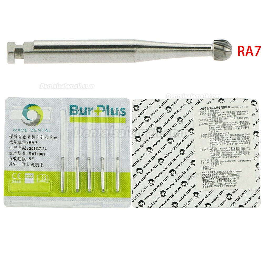 10 Packs WAVE Dental Tungsten Carbide Latch Bur Round Drill Low Speed RA 1 2 3 4 5 6 7 8